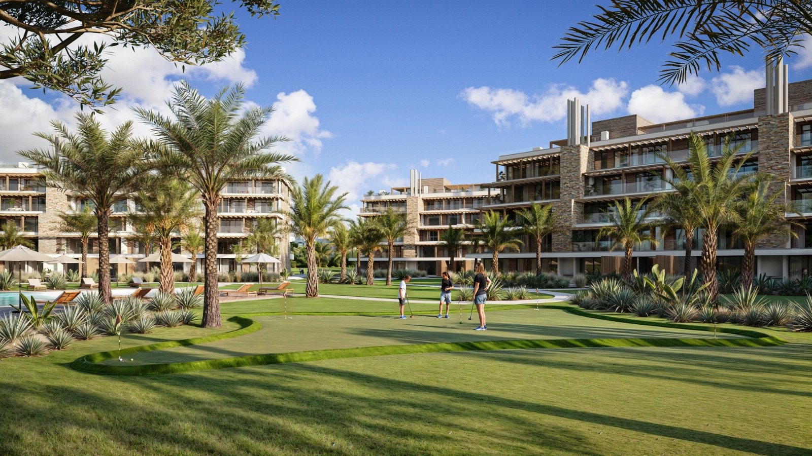 Selenza Residences — Minigolf y jardines entre los edificios