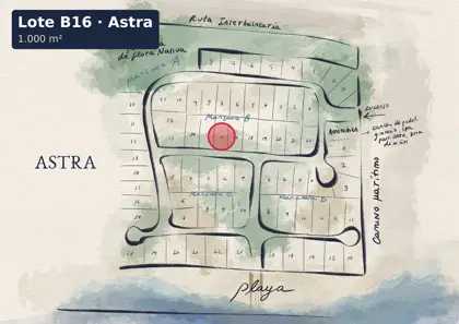Location of lot B16 on the Astra site plan