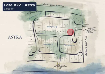 Location of lot B22 on the Astra site plan
