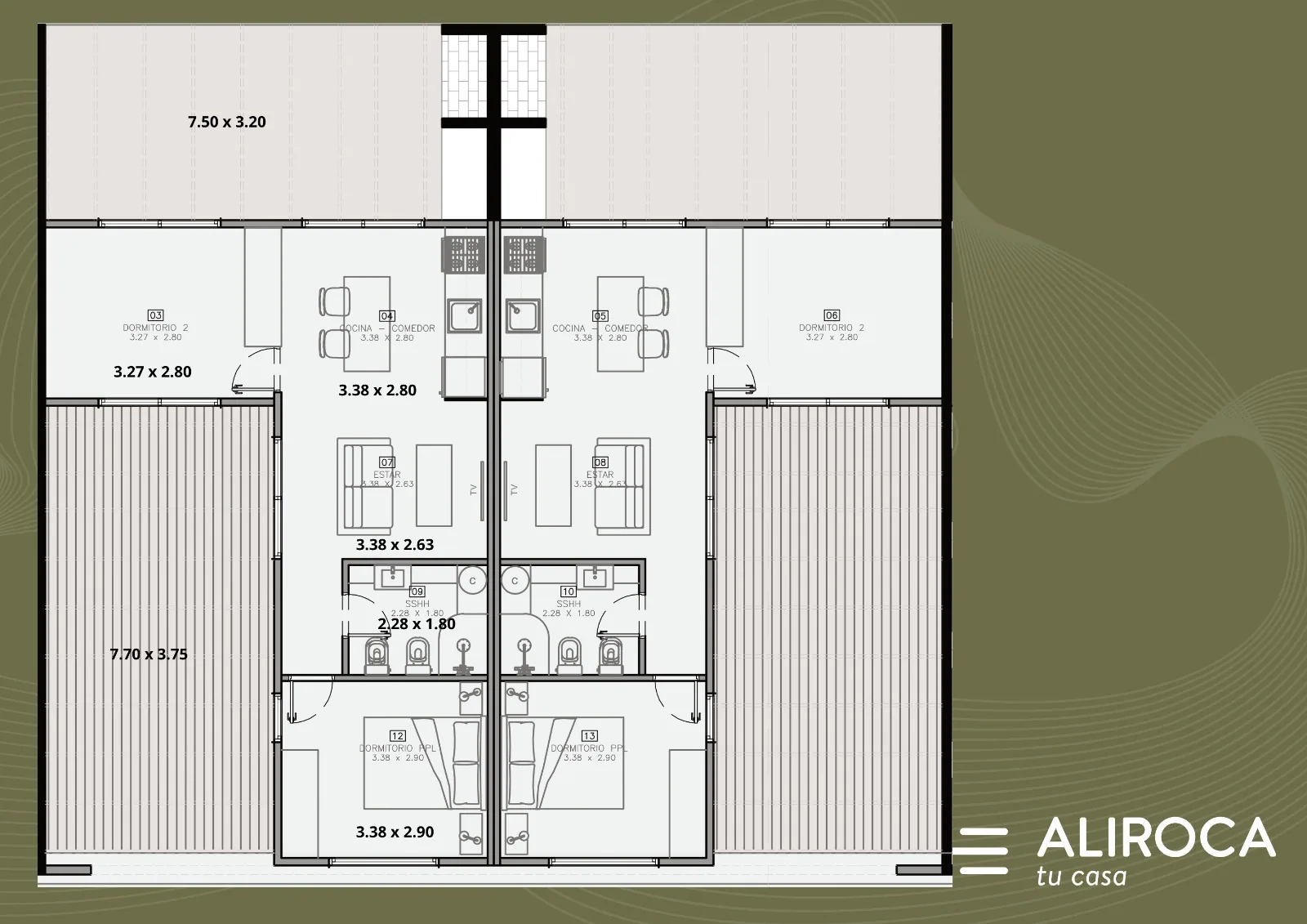 Planta arquitectónica de las dos unidades del complejo