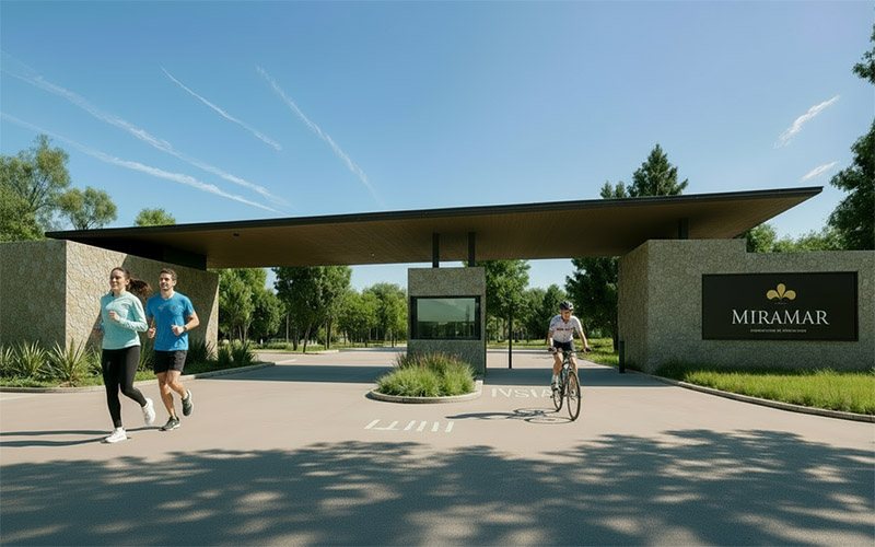 Acceso principal de Estancia Miramar, barrio privado en La Barra