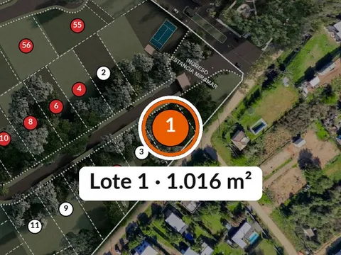 Ubicación del lote 1 en el masterplan de Estancia Miramar
