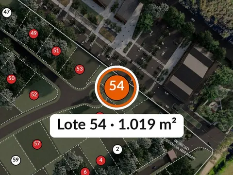 Ubicación del lote 54 en el masterplan de Estancia Miramar