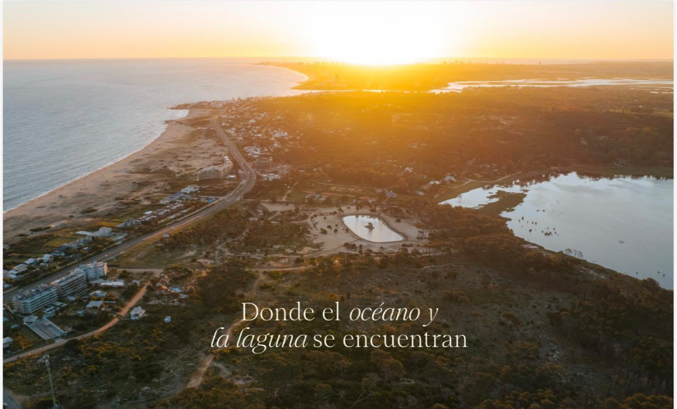 Aérea dorada del encuentro entre el océano y la laguna