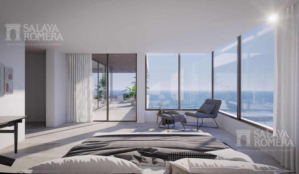 Render del dormitorio en suite, con ventanal esquinero al mar