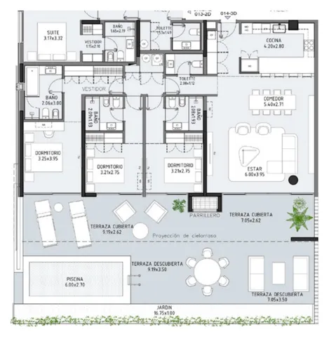 Floor plan of unit 14 at Selenza, building 7