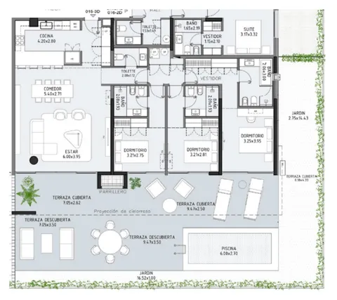 Floor plan of unit 15 at Selenza, building 7