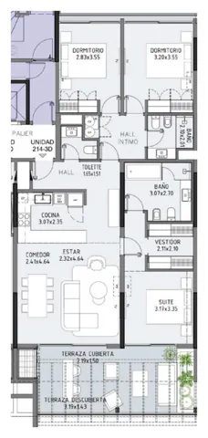 Floor plan of unit 214 at Selenza, building 7