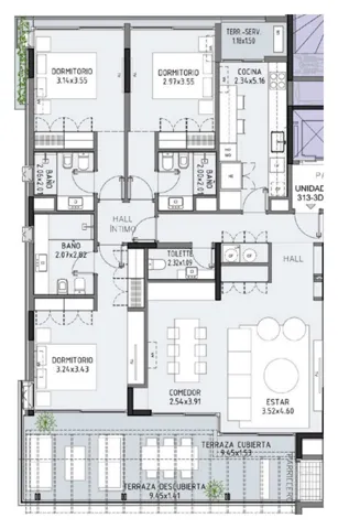Floor plan of unit 313 at Selenza, building 7
