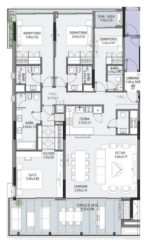 Floor plan of unit 118 at Selenza, building 8