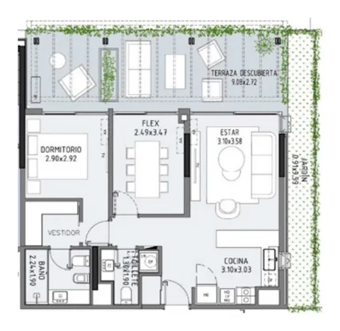 Floor plan of unit 22 at Selenza, building 8