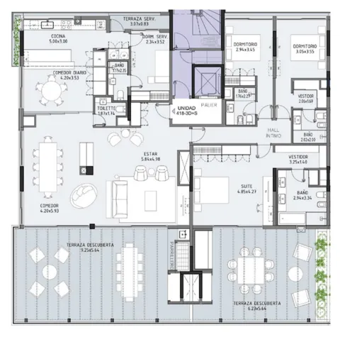 Floor plan of unit 418 at Selenza, building 8
