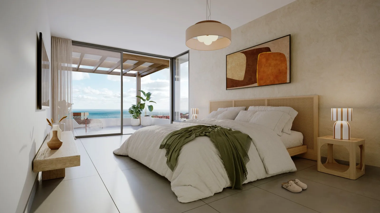 Main bedroom with access to the terrace and sea view