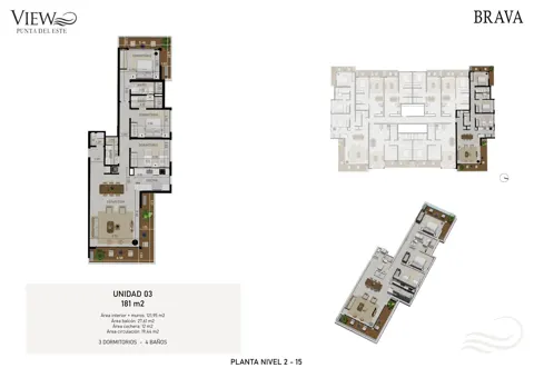 Plano View Brava — Unidad 03 · 3 dormitorios