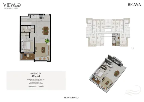 Plano View Brava — Unidad 04 · 1 dormitorio (piso 1)
