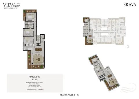 Plano View Brava — Unidad 06 · 3 dormitorios