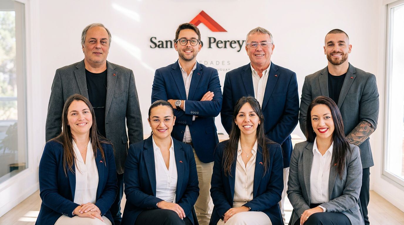 Equipo de Santiago Pereyra Propiedades en la oficina de Parada 2, Brava, Punta del Este